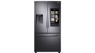 Samsung fridge in stainless steel on a white background