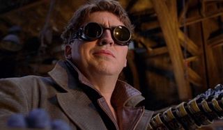 Doc Ock wearing goggles and smirking Spider-Man 2