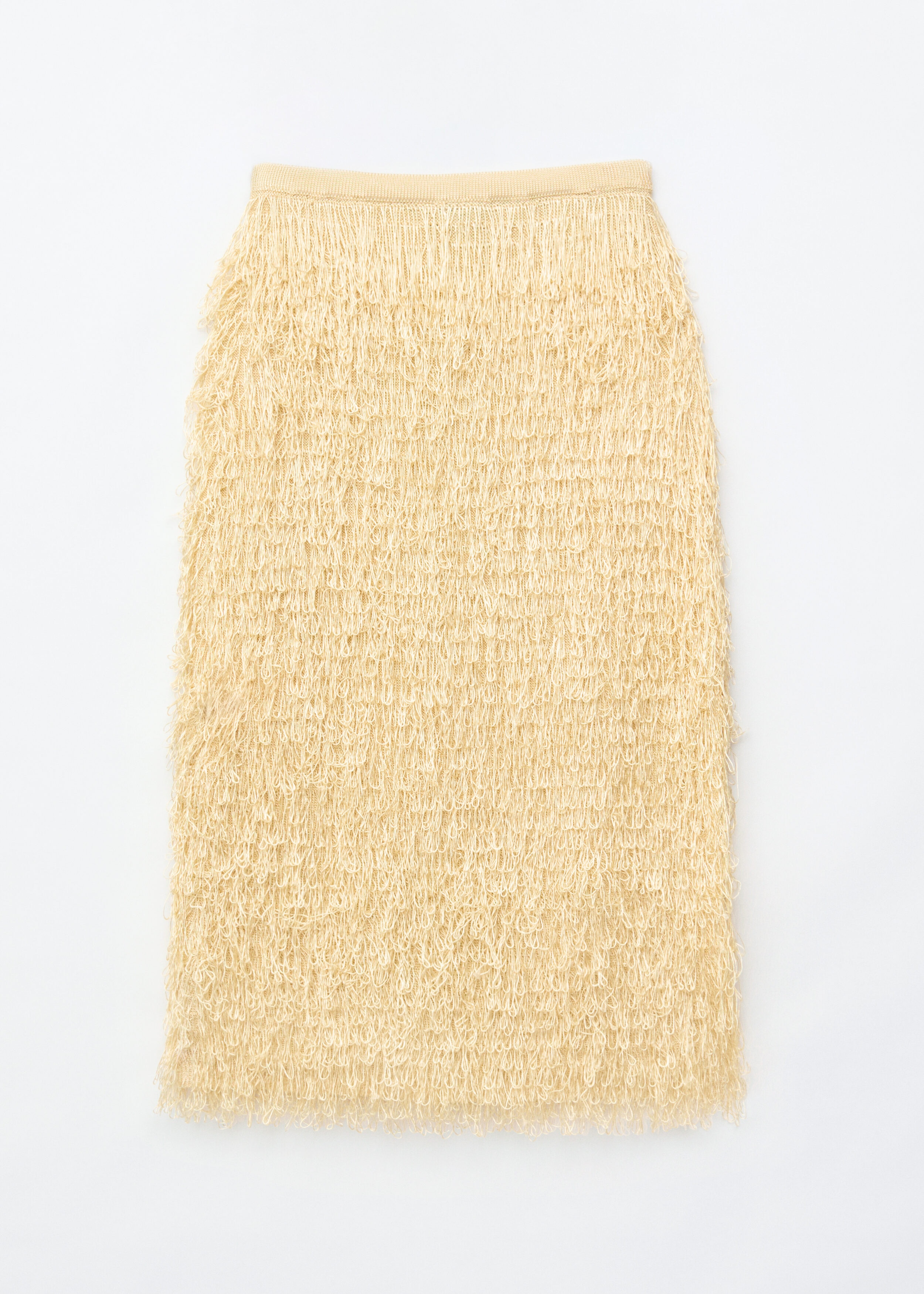 Fringed Pencil Skirt - Cream