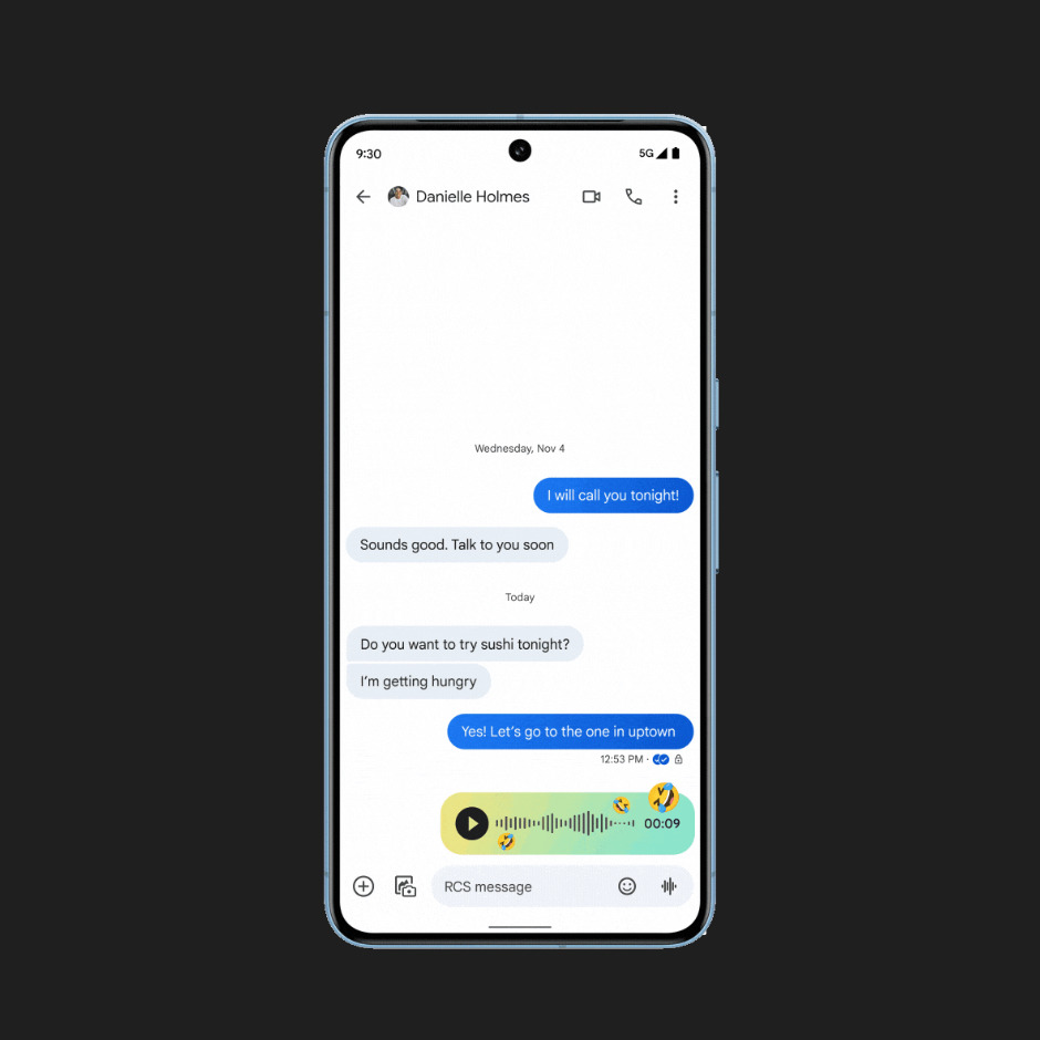 Setting a voice memo mood in Google Messages