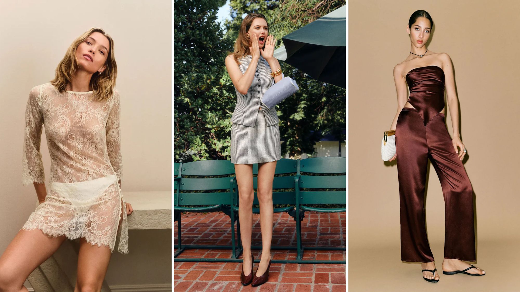 composite of models wearing reformation clothes