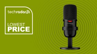 The HyperX SoloCast on a green background featuring the words 'lowest price'.