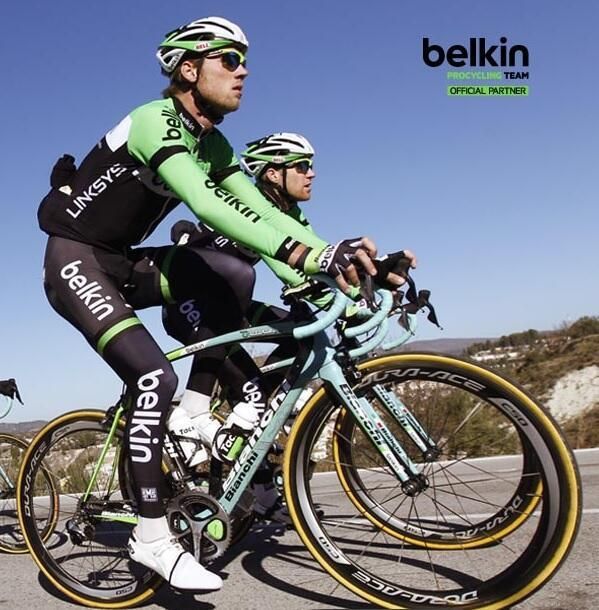 The Belkin riders on their 2014 Bianchi bikes