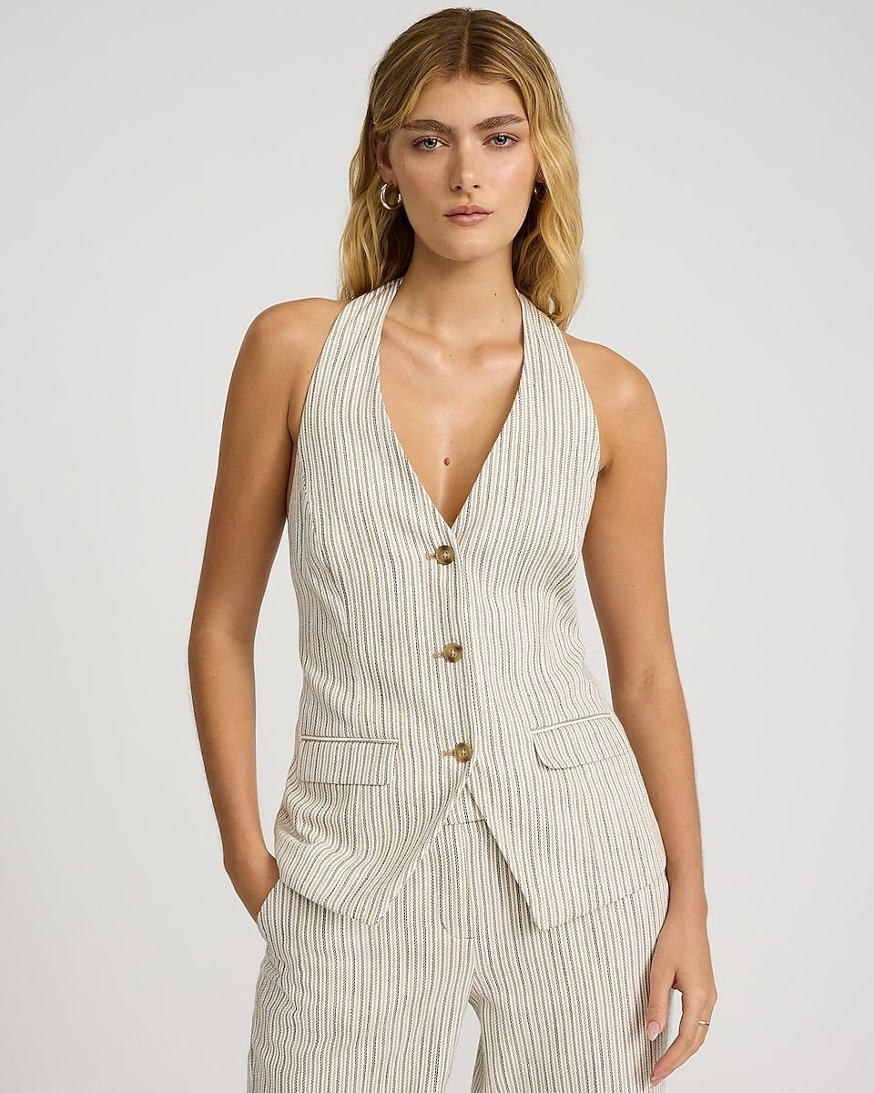 Express, Striped Halter Button Front Blazer Vest