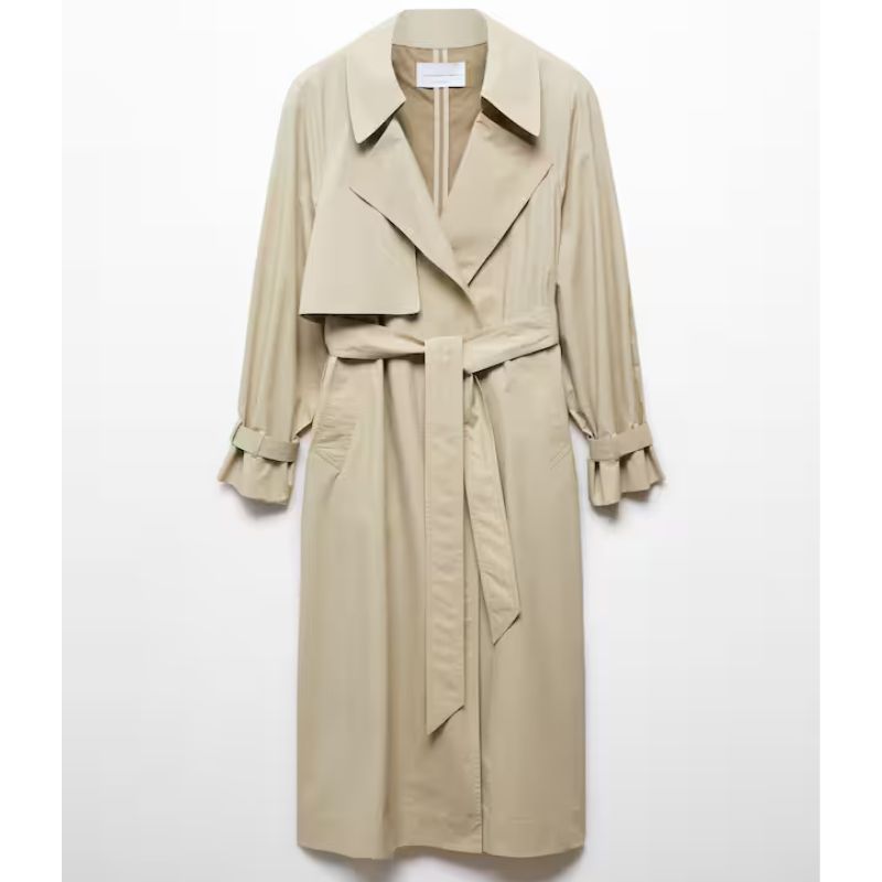 100% cotton long trench coat