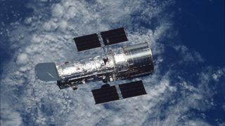 The Hubble Space Telescope as seen in orbit around Earth in 2002.