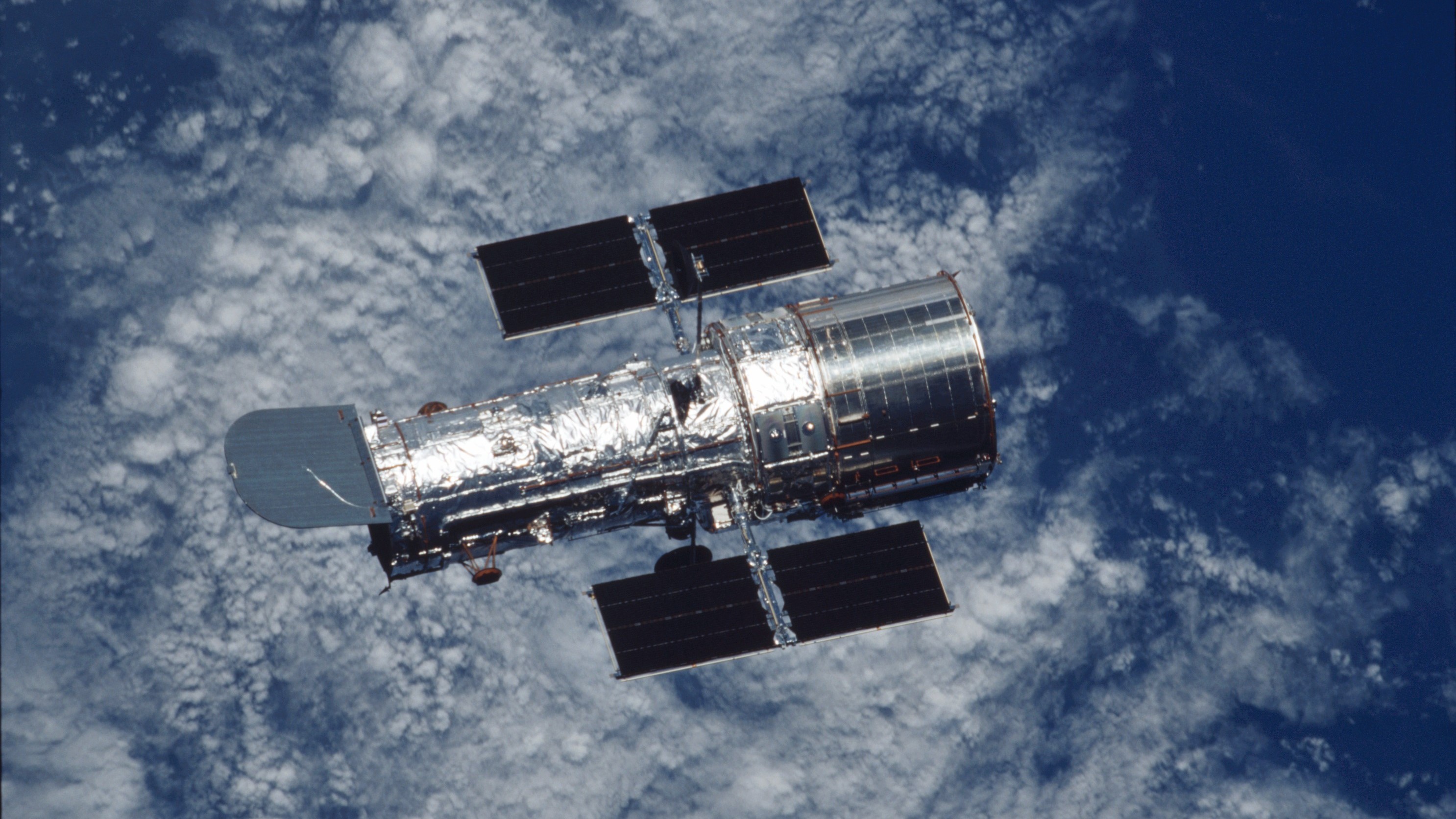 The Hubble Space Telescope as seen in orbit around Earth in 2002.