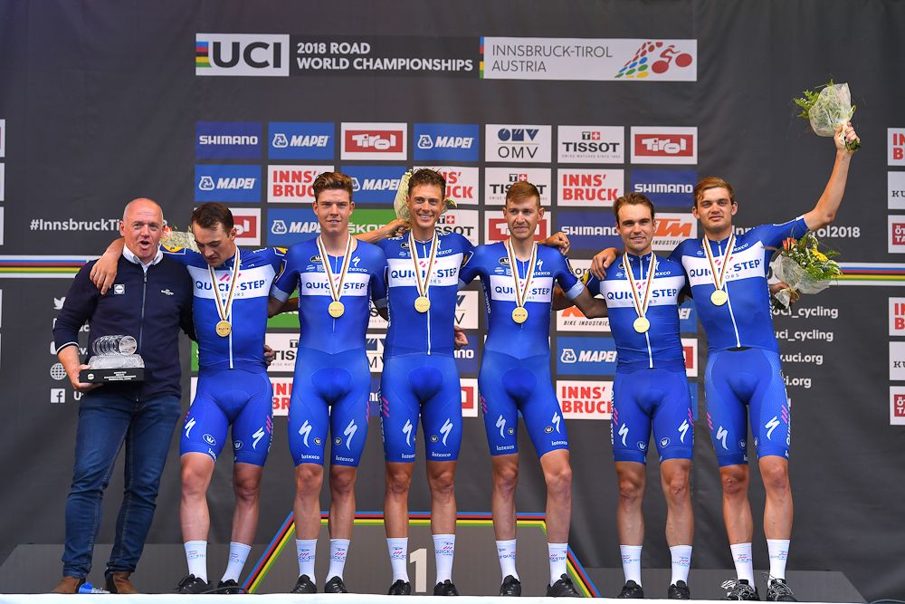 Quick-Step on the top step of the team time trial podium