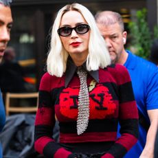 Emily Blunt was spotted in a Coach sweater on the set of The Devil Wears Prada 2