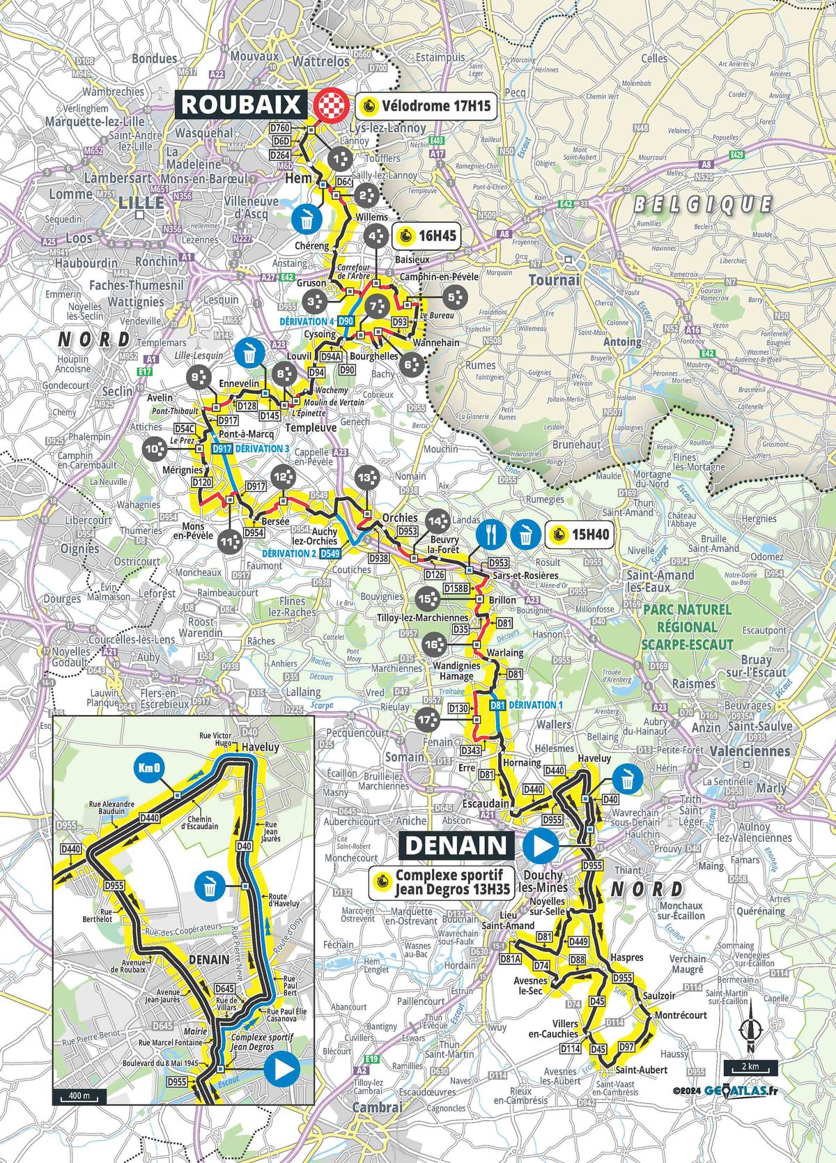 17 cobbled sectors, 2 fivestar pavè make up ParisRoubaix Femmes 2024