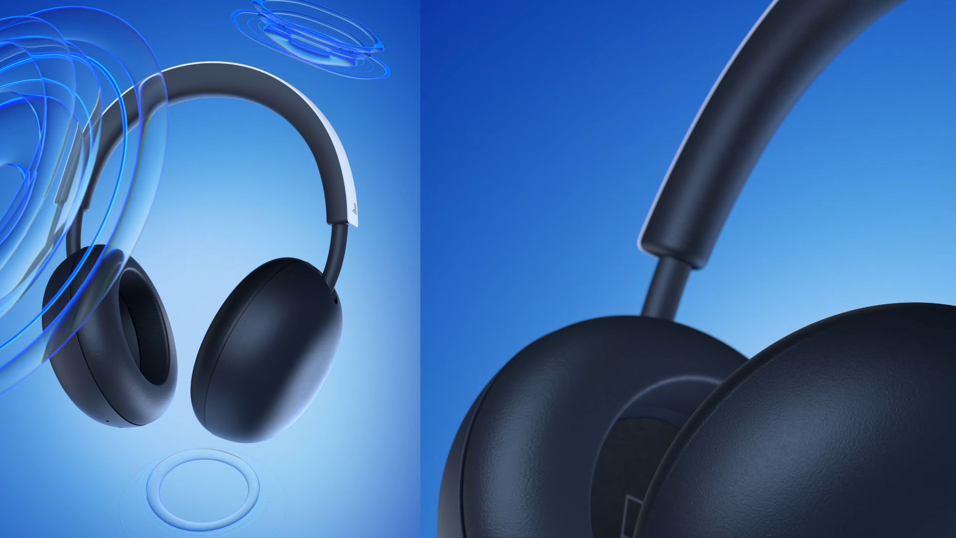 A two-way image of the new PS5 PlayStation Pulse Wireless Headset