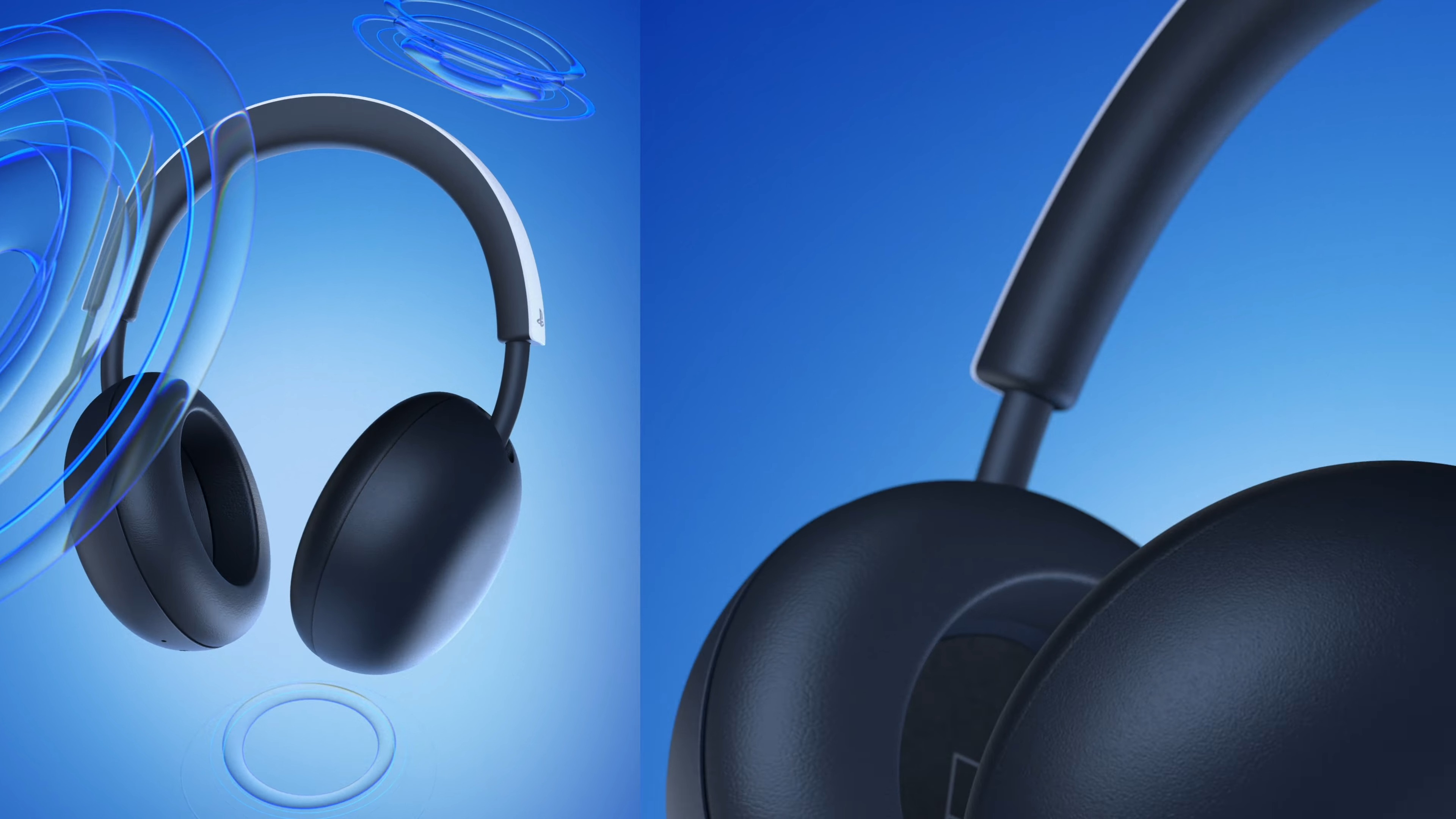 A two-way image of the new PS5 PlayStation Pulse Wireless Headset