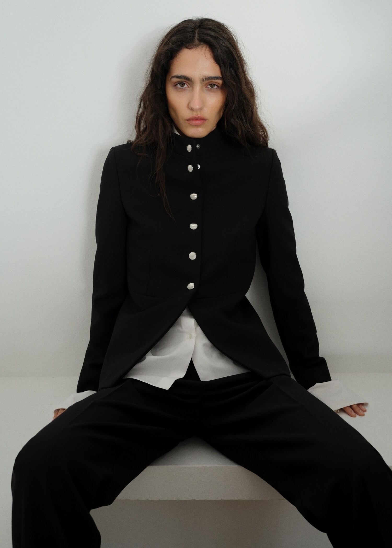 Mango Jacket With Jewel-Button Strip Collar
