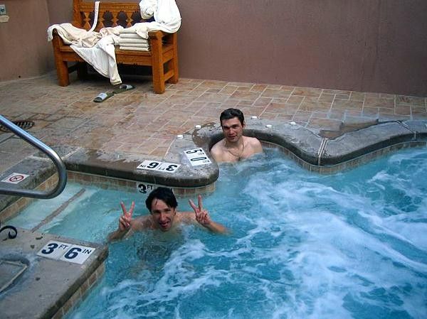 Taking it easy in the spa.