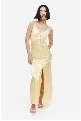 H&M Lace-Trimmed Satin Slip Dress