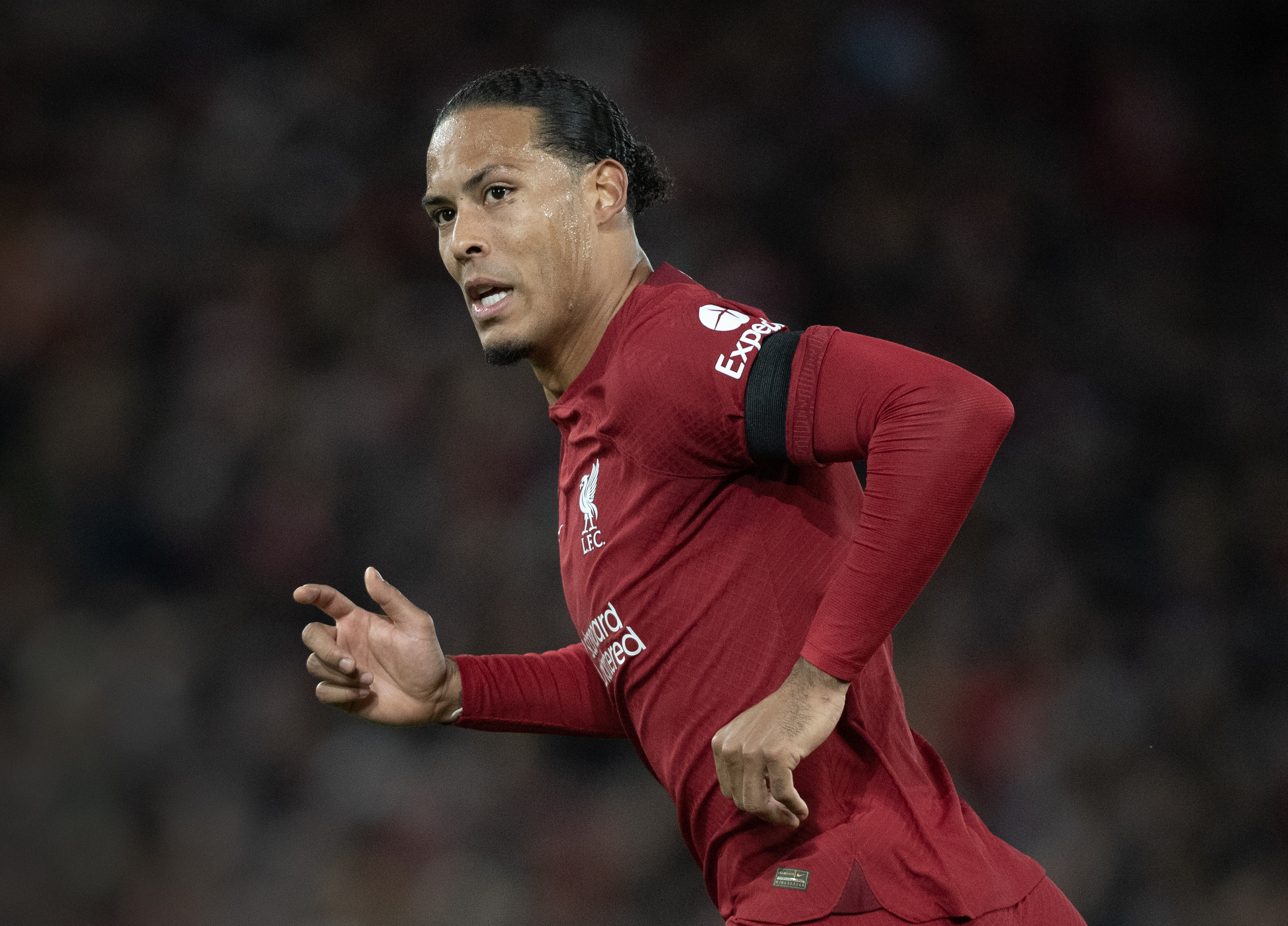 Virgil van Dijk in action for Liverpool against Leicester City in December 2022.