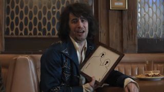 Andy Samberg as Meal Diamond holding drawing of parents in Hellmann's Super Bowl commercial 2026