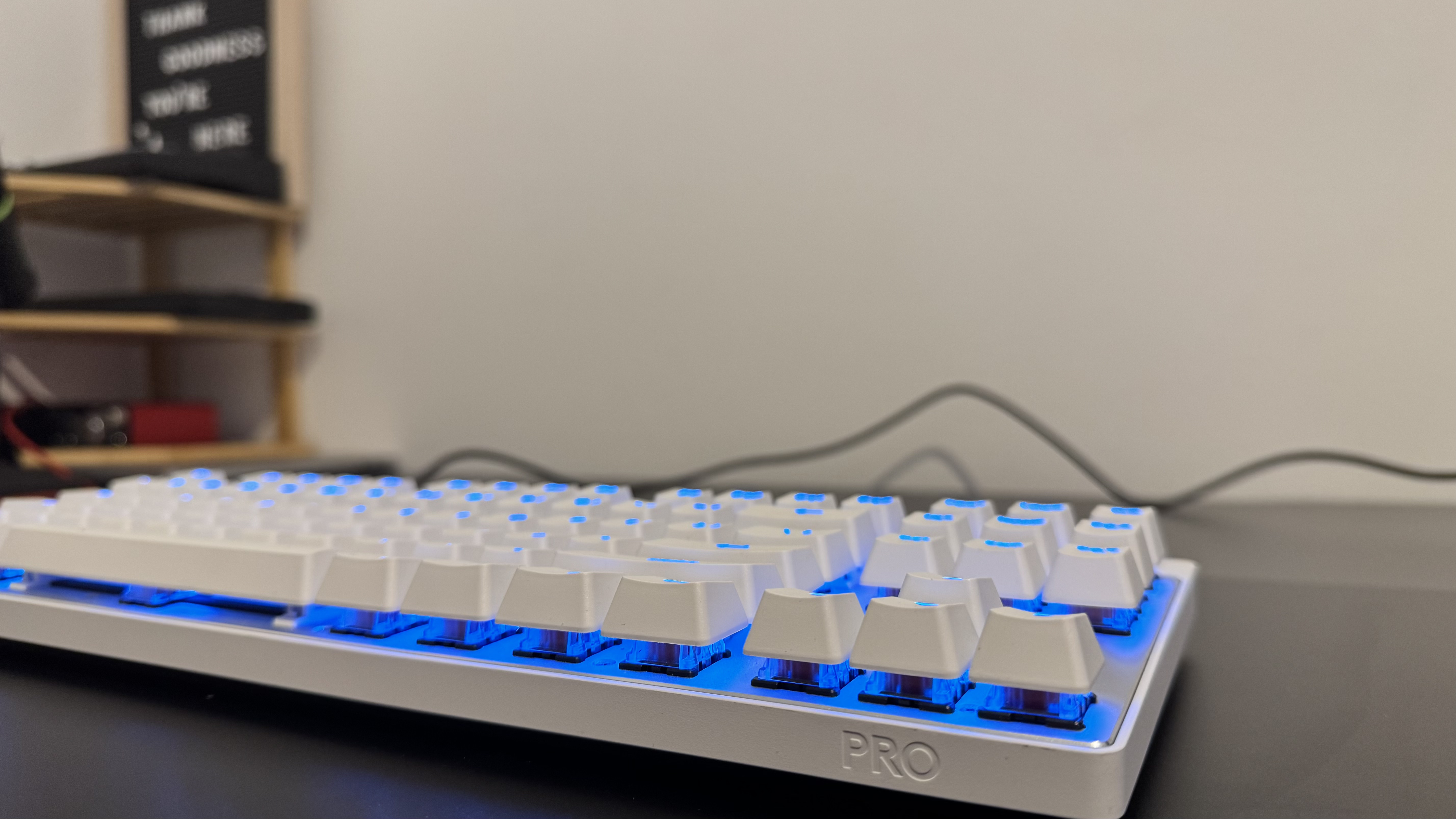 The Logitech G Pro X TKL Rapid gaming keyboard on a desk