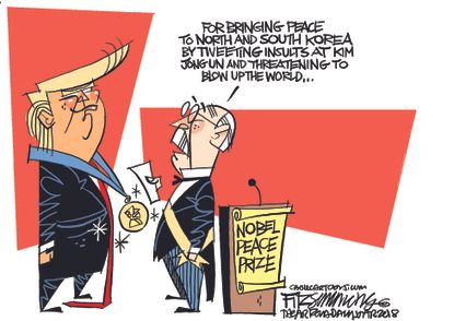 Political cartoon U.S. Trump Nobel Prize Korea Summit Kim Jong Un
