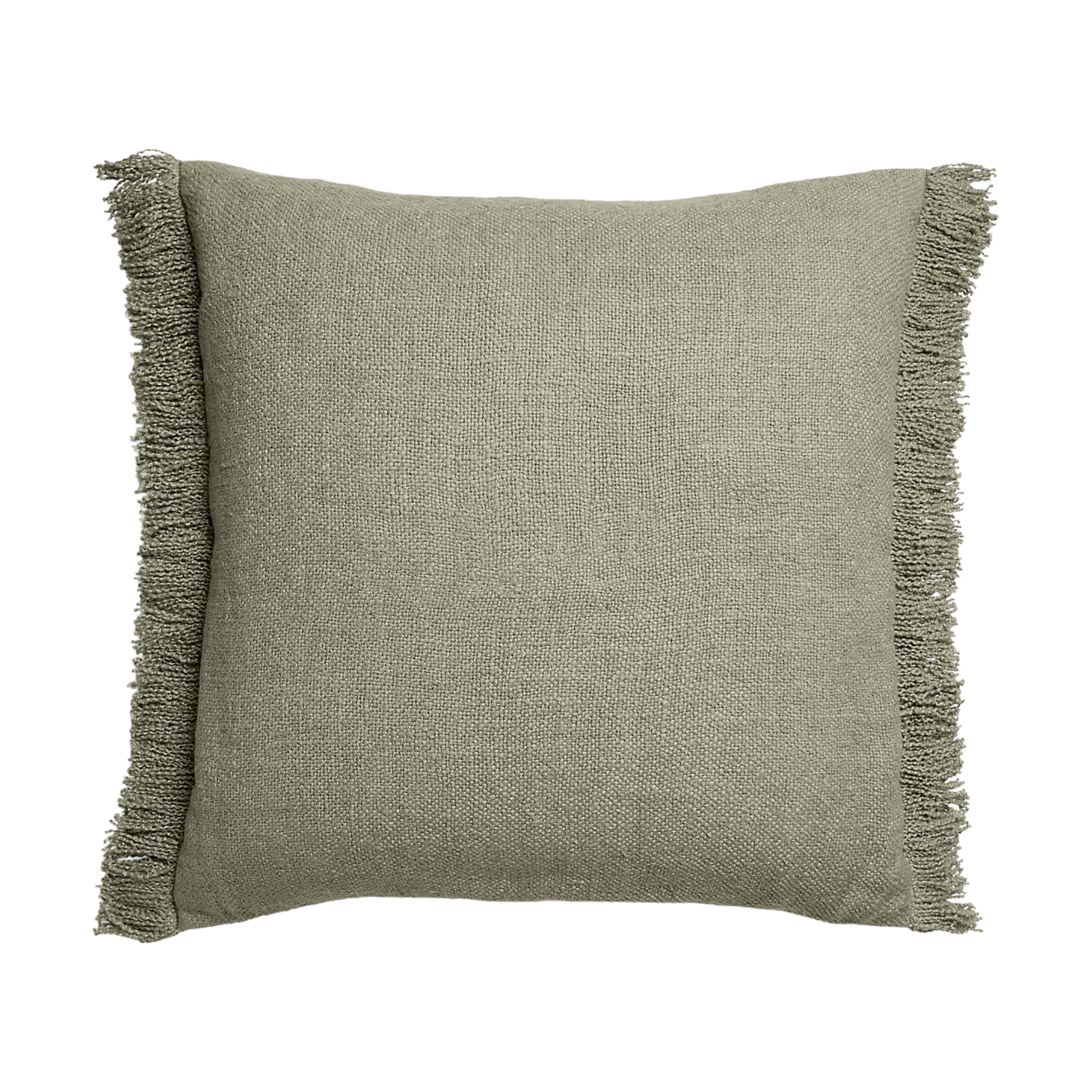 Crate &amp;amp; Barrel, Casual Textured Fringe 23"x23" Shadow Sage Green Throw Pillow Cover