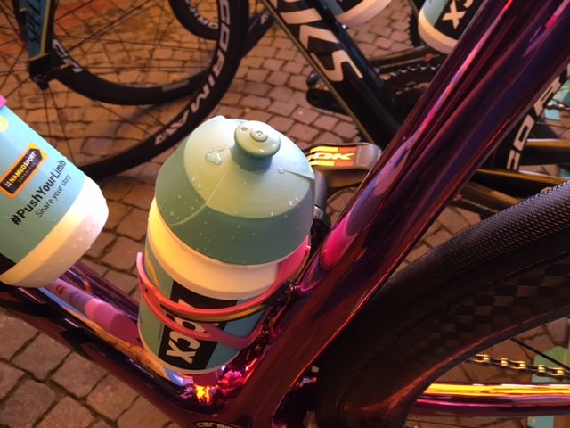 The bottle cages are pink too