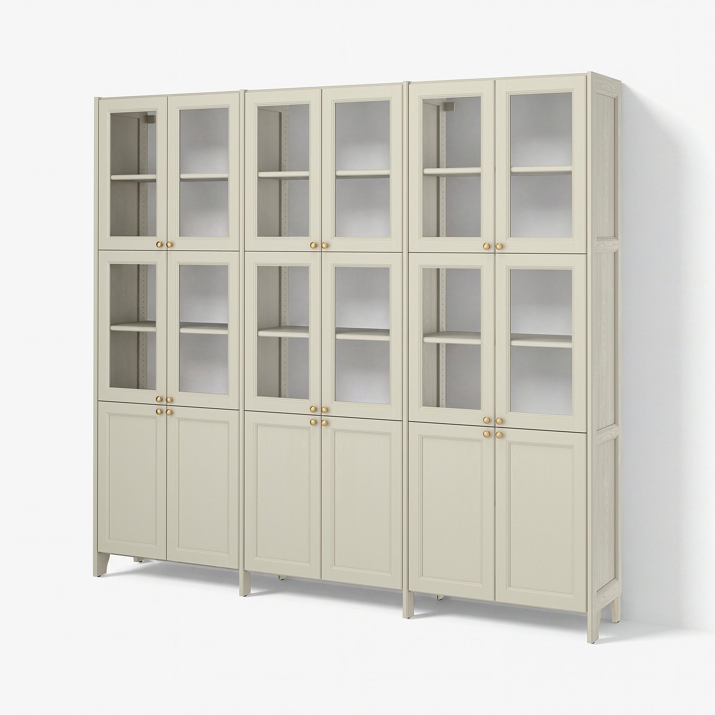 Gulddragare Storage Combination - Beige With 6 Doors/clear Glass With Doors 93 3/4x14 3/8x84 7/8 "