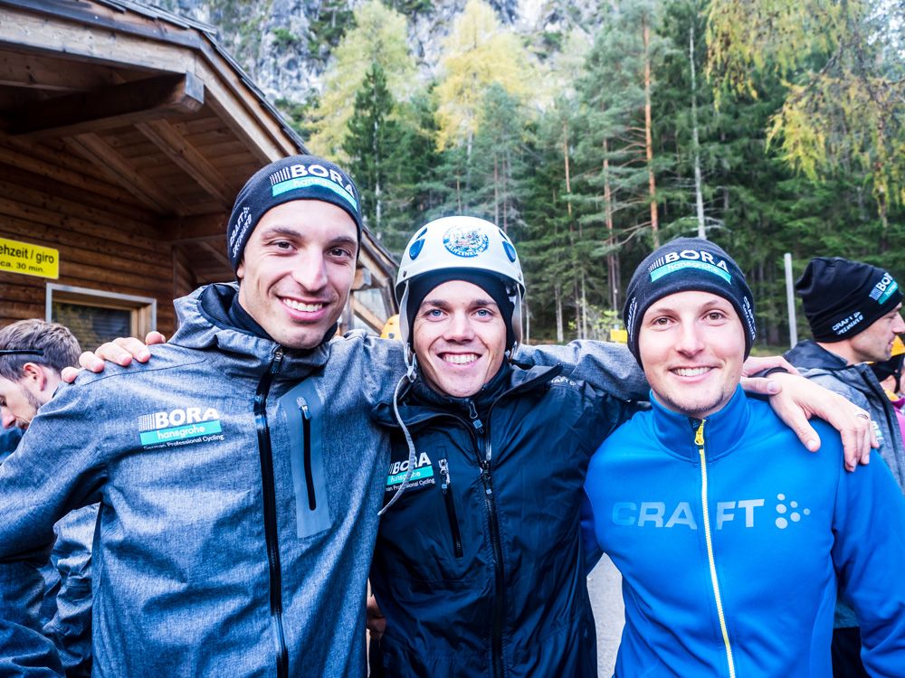 The riders seemed happy to be back together