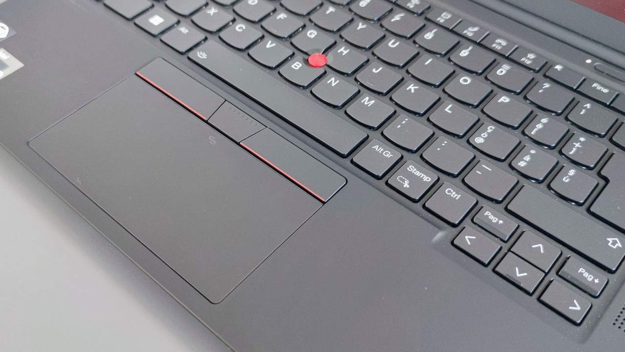 A closeup of the Lenovo ThinkPad X1 Carbon Gen 10 keyboard