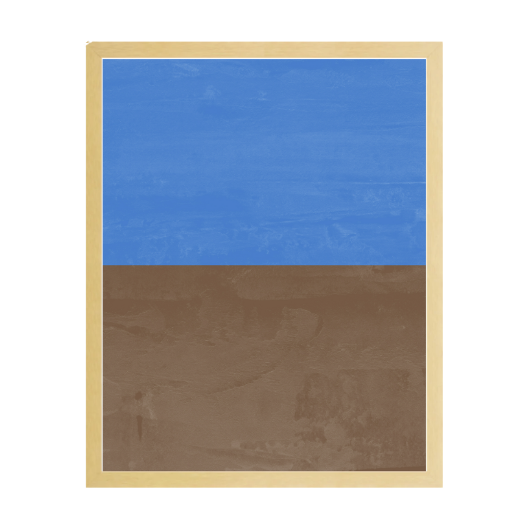 Katie Kime, 11" x 14" Color Block Cobalt Tan with Natural Frame