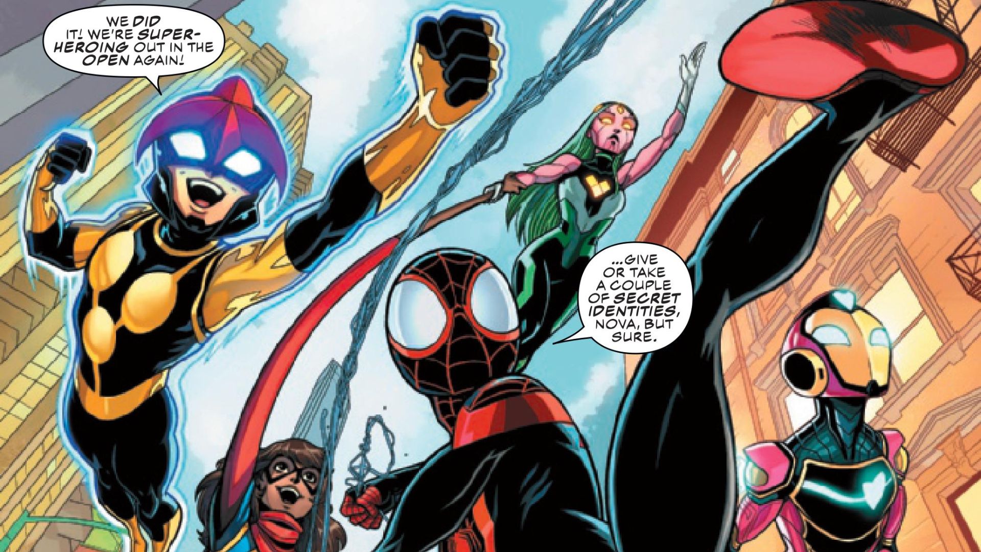 Kamala, Miles, Riri, and the team are back in action in Champions #10 preview thumbnail