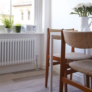 dining area with radiator and chairs
