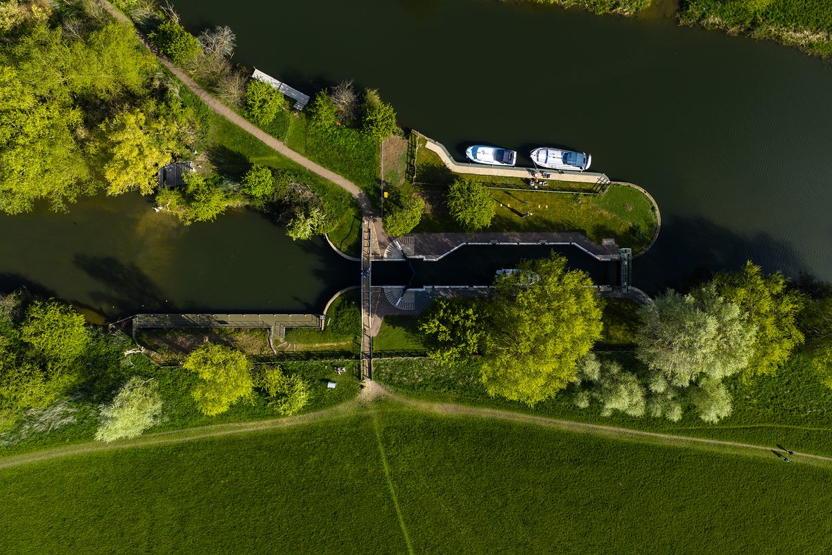 Photo of a river lock taken with the DJI Mavic 4 Pro