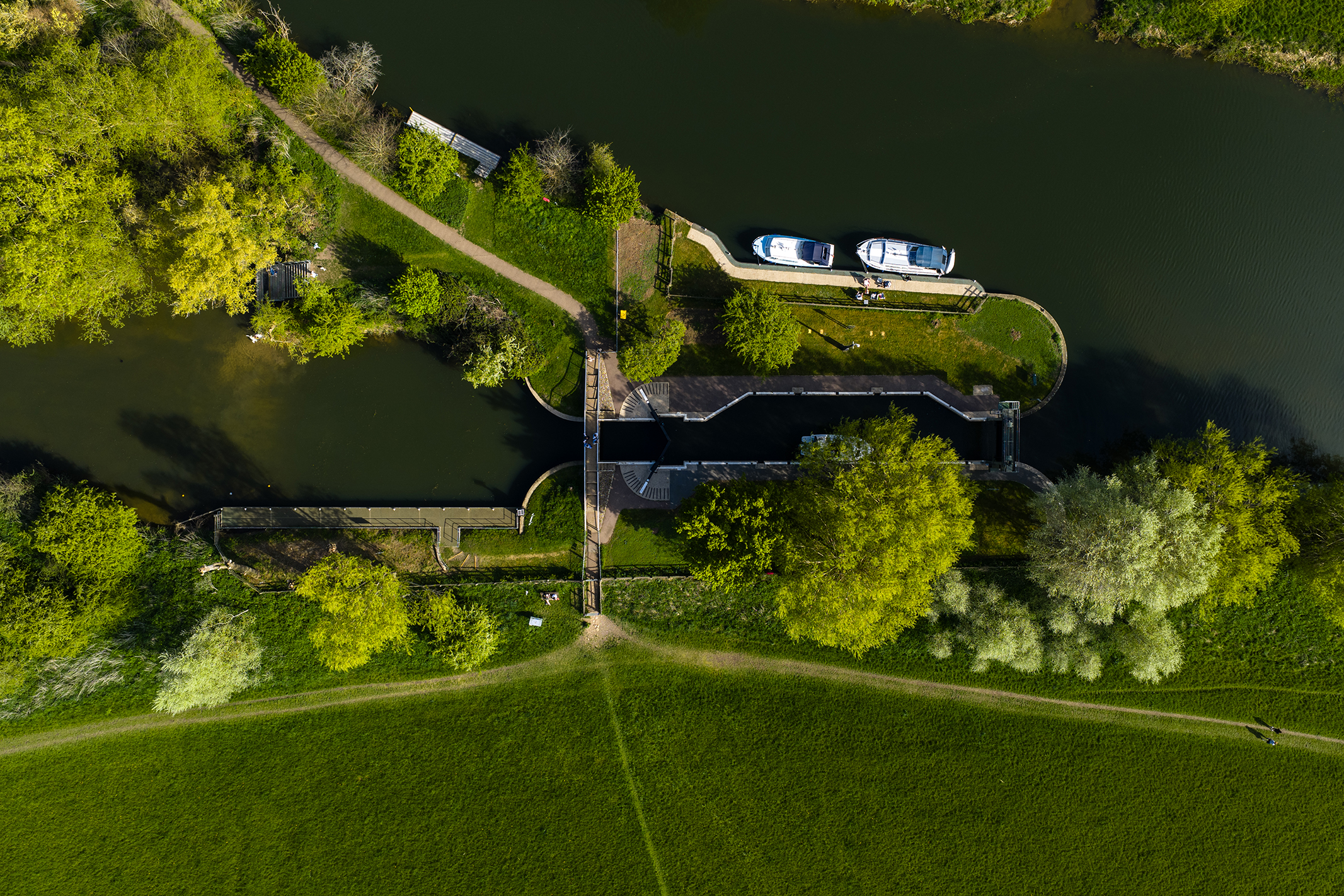 Photo of a river lock taken with the DJI Mavic 4 Pro