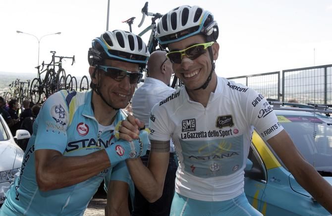 Paolo Tiralongo and Fabio Aru at the start