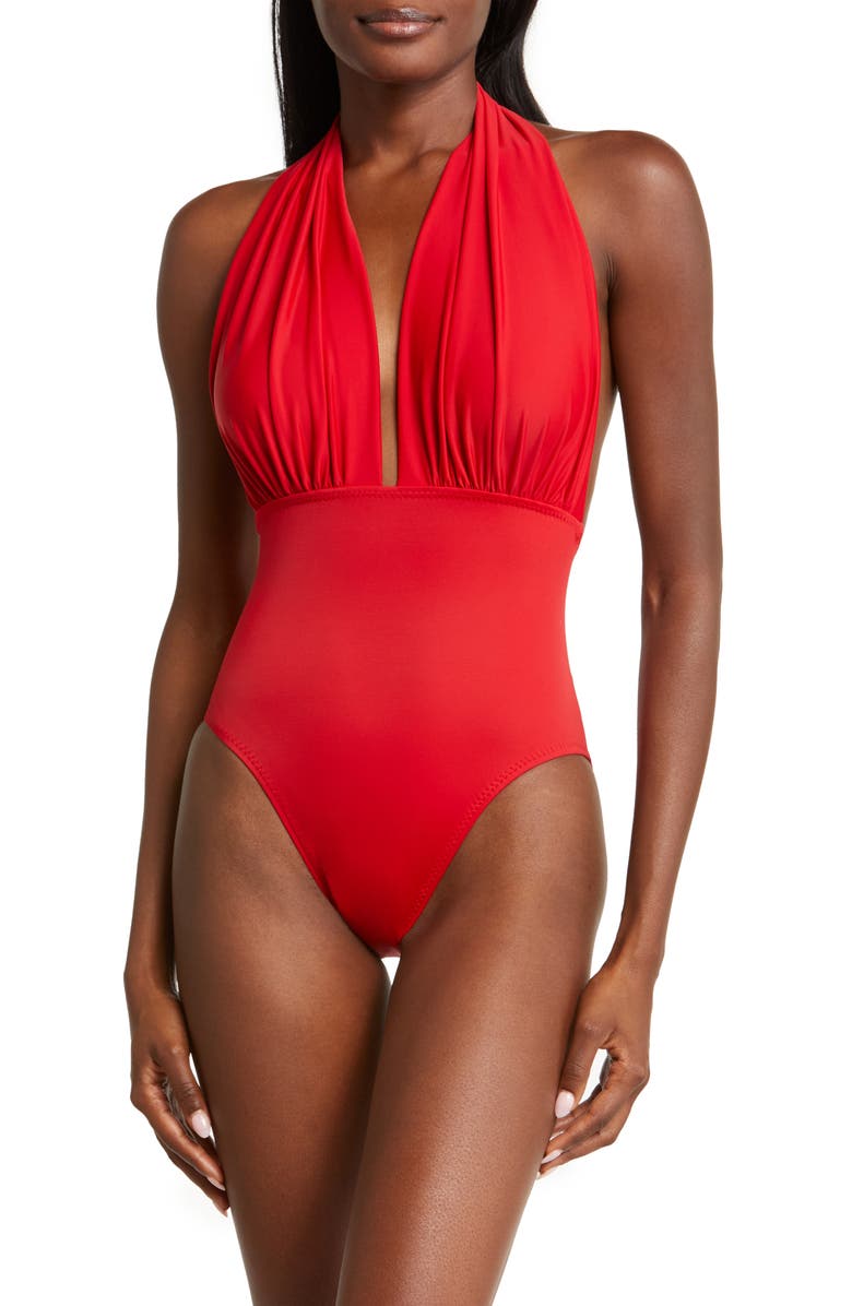 Halter Low Back One-Piece Swimsuit
