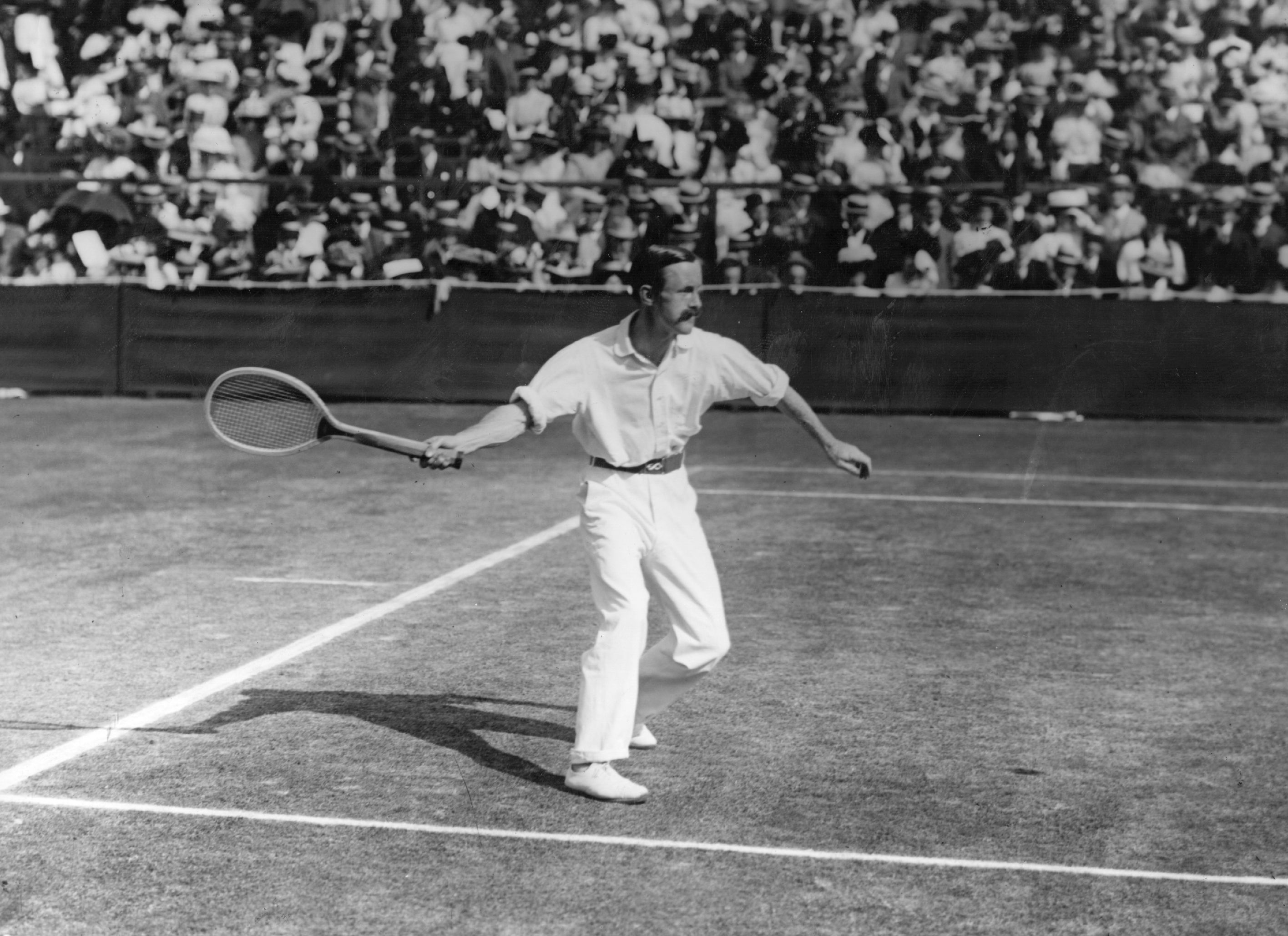 Arthur Gore playing at Wimbledon in 1908