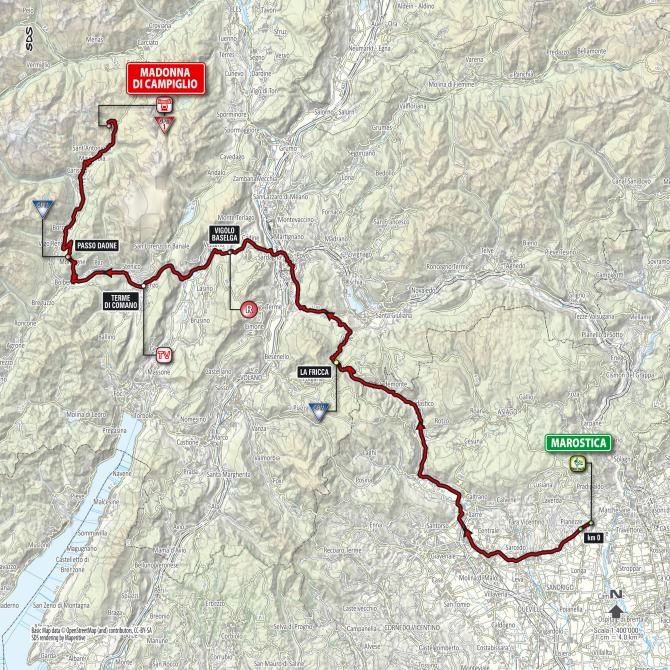 The map of stage 15 of the 2015 Giro d'Italia