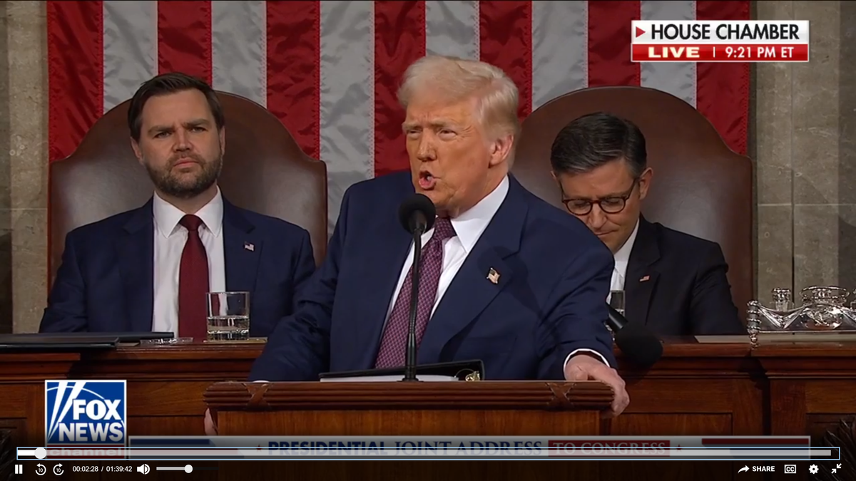 President Trump speaking to Congress on Fox News.