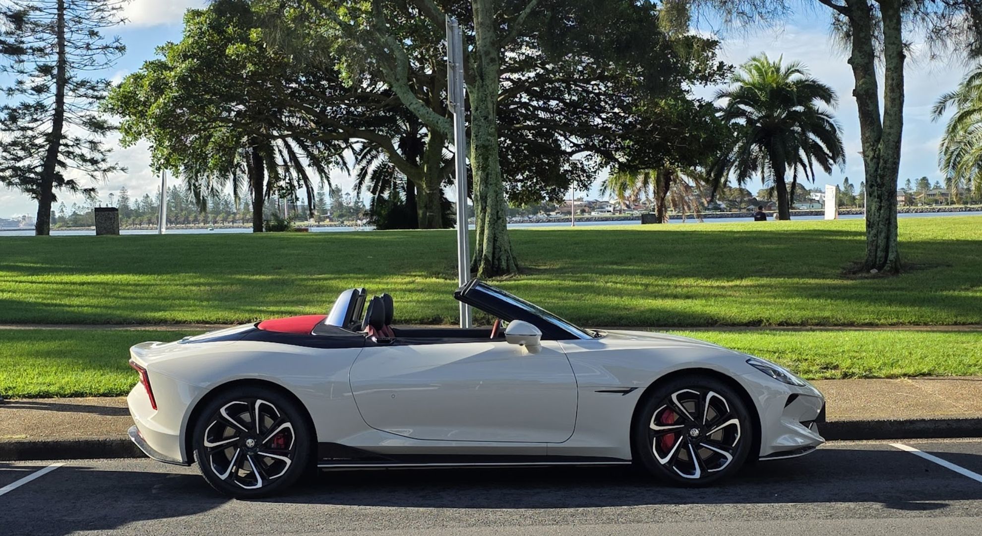 The MG Cyberster parked by the side of the road