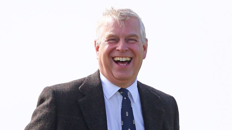 Prince Andrew, Duke of York watches play on day one of the Duke of York Young Champions Trophy at the Prince's Golf Club on September 9, 2015 in Sandwich, Kent.