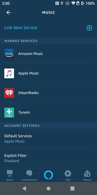 Alexa app music default 2