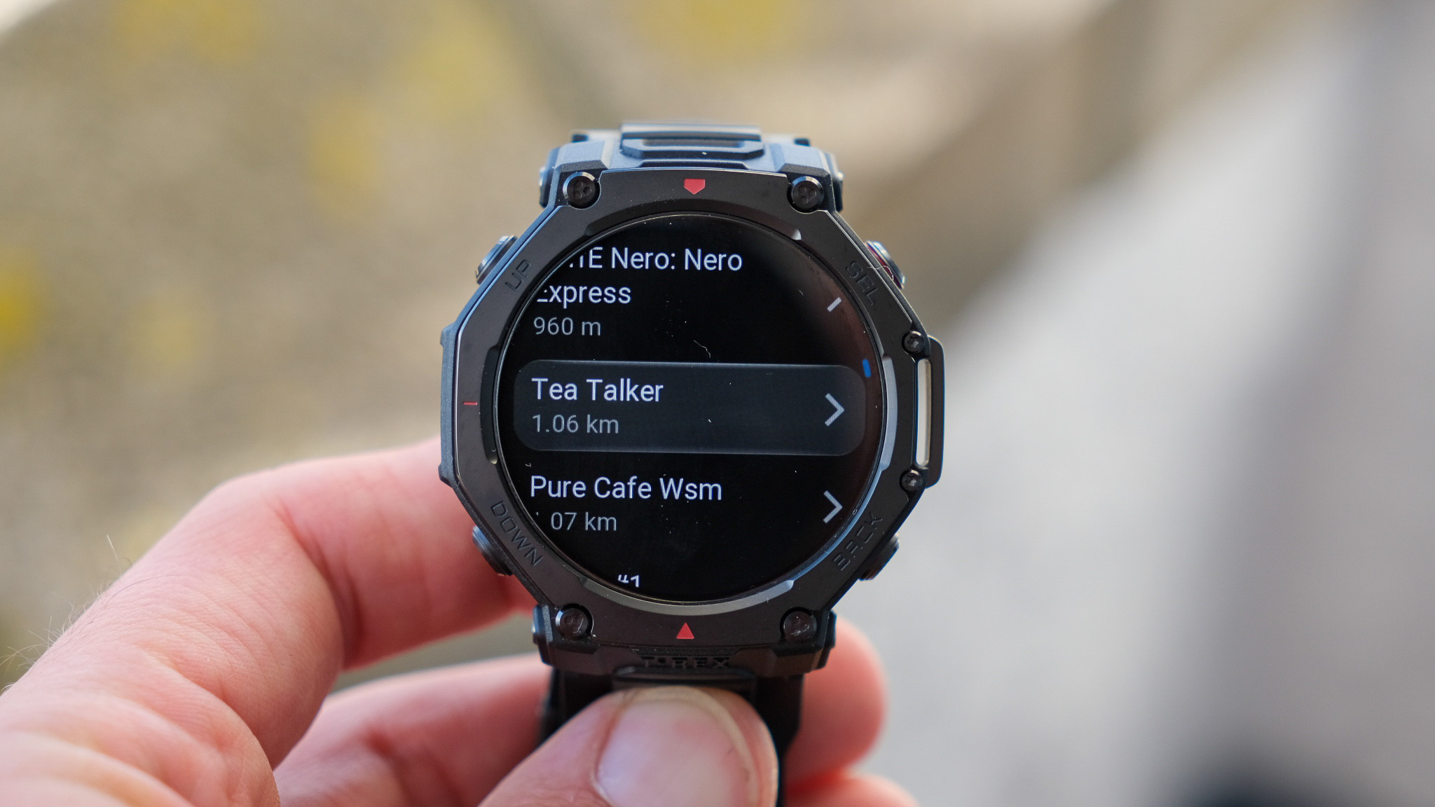 Amazfit T-Rex 3 Pro smartwatch in hand