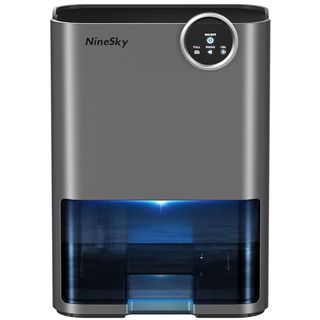 Ninesky Dehumidifier for Home, 70 Oz Water Tank, 800 Sq.ft Dehumidifier for Bedroom,basement,bathroom With Auto Shut Off, Sleep Mode,5 Colors Led Light,gray (blue)