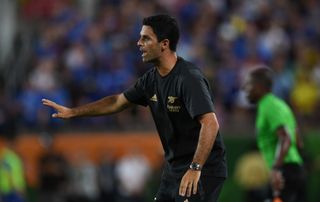 Arsenal manager Mikel Arteta during a pre season friendly between Chelsea and Arsenal at Camping World Stadium on July 23, 2022 in Orlando, Florida.