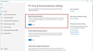 Microsoft Defender Antivirus enable real-time protection