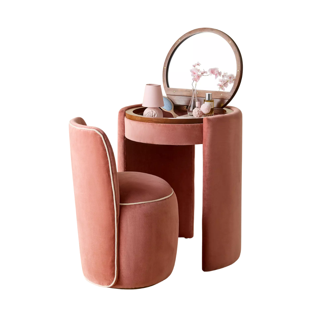 Jane Upholstered Vanity &amp;amp; Stool Set
