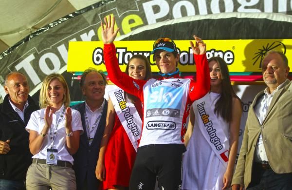 Stage winner and points leader Ben Swift (Sky)