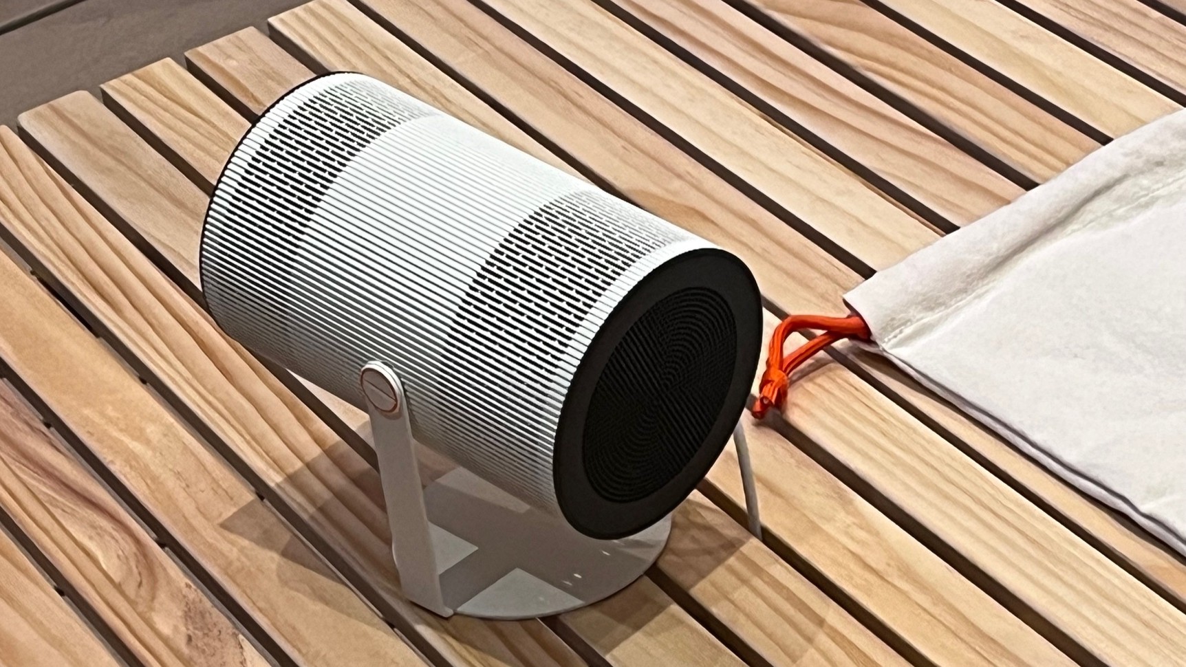 Samsung The Freestyle Plus on wooden table