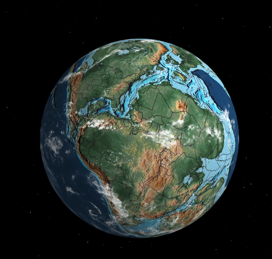 This is what the globe would look like 170 million years ago during the Jurassic Period.