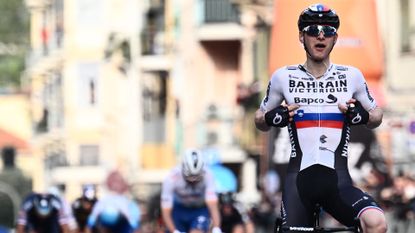 Matej Mohoric winning Milan-San Remo 2022